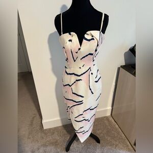 Elegant Pink and Navy Abstract Dress